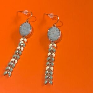 Fashion jewelry teardrop stainless steel turquoise earrings